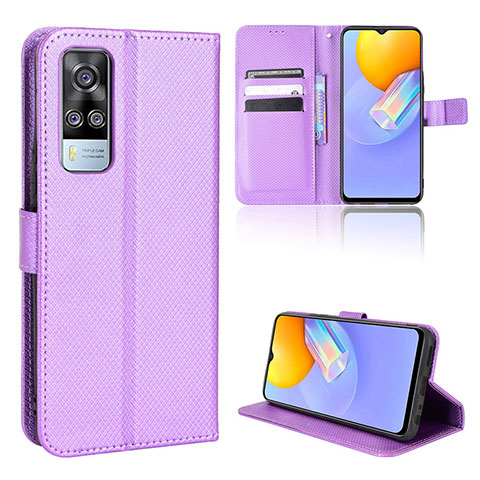 Custodia Portafoglio In Pelle Cover con Supporto BY1 per Vivo Y53s NFC Viola