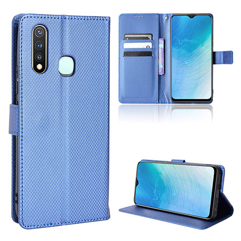 Custodia Portafoglio In Pelle Cover con Supporto BY1 per Vivo Y5s Blu