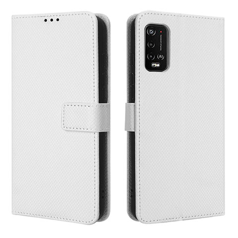 Custodia Portafoglio In Pelle Cover con Supporto BY1 per Wiko Power U10 Bianco