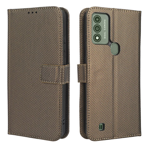 Custodia Portafoglio In Pelle Cover con Supporto BY1 per Wiko Voix Marrone