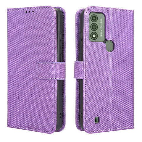 Custodia Portafoglio In Pelle Cover con Supporto BY1 per Wiko Voix Viola