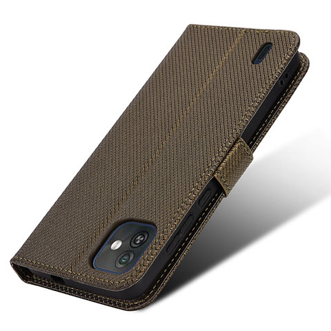 Custodia Portafoglio In Pelle Cover con Supporto BY1 per Wiko Y82 Marrone