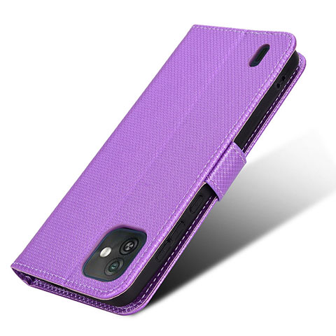 Custodia Portafoglio In Pelle Cover con Supporto BY1 per Wiko Y82 Viola