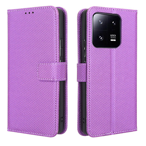 Custodia Portafoglio In Pelle Cover con Supporto BY1 per Xiaomi Mi 13 5G Viola