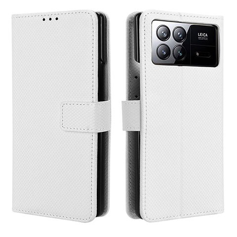 Custodia Portafoglio In Pelle Cover con Supporto BY1 per Xiaomi Mix Fold 3 5G Bianco