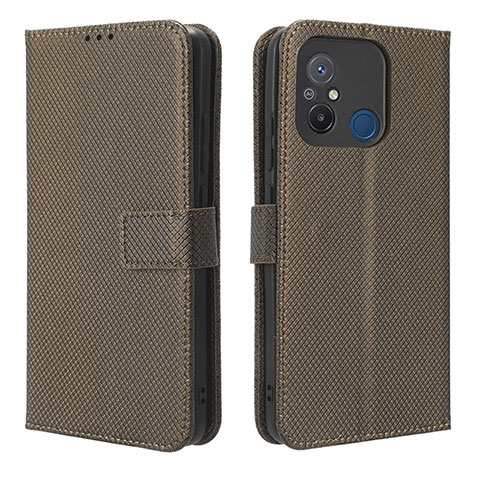 Custodia Portafoglio In Pelle Cover con Supporto BY1 per Xiaomi Poco C55 Marrone