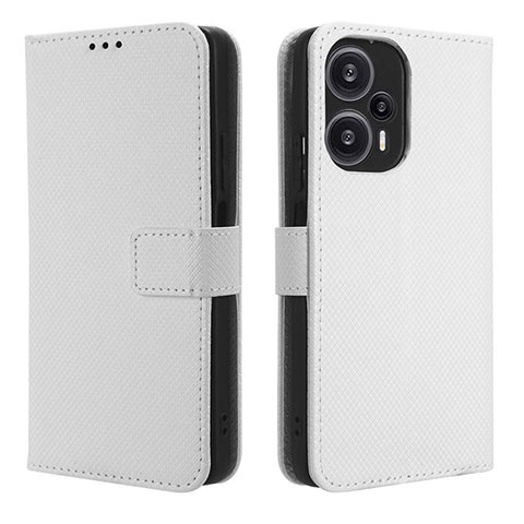 Custodia Portafoglio In Pelle Cover con Supporto BY1 per Xiaomi Poco F5 5G Bianco