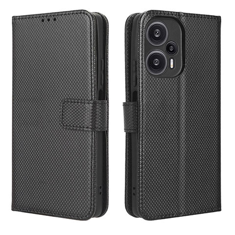 Custodia Portafoglio In Pelle Cover con Supporto BY1 per Xiaomi Poco F5 5G Nero