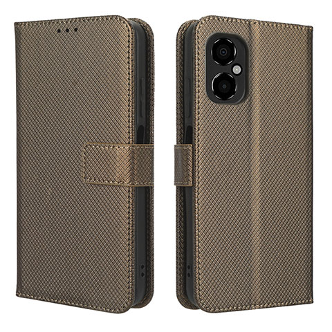 Custodia Portafoglio In Pelle Cover con Supporto BY1 per Xiaomi Poco M4 5G Marrone