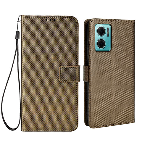 Custodia Portafoglio In Pelle Cover con Supporto BY1 per Xiaomi Redmi 10 5G Marrone