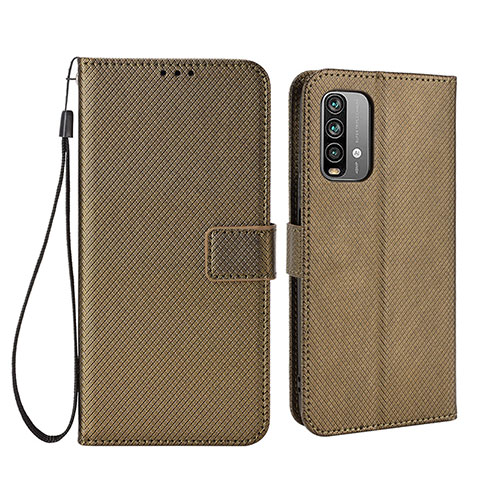 Custodia Portafoglio In Pelle Cover con Supporto BY1 per Xiaomi Redmi 9 Power Marrone