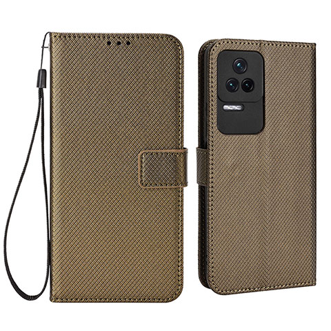 Custodia Portafoglio In Pelle Cover con Supporto BY1 per Xiaomi Redmi K40S 5G Marrone