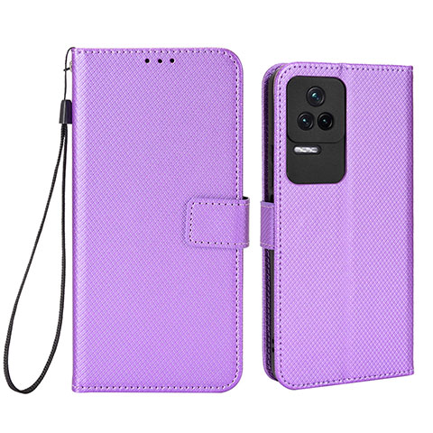 Custodia Portafoglio In Pelle Cover con Supporto BY1 per Xiaomi Redmi K50 5G Viola