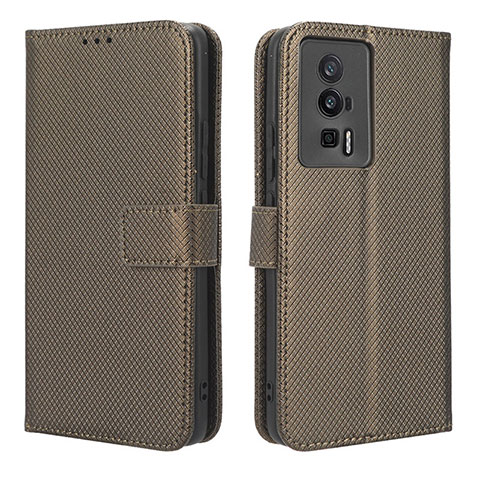 Custodia Portafoglio In Pelle Cover con Supporto BY1 per Xiaomi Redmi K60 5G Marrone