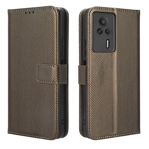 Custodia Portafoglio In Pelle Cover con Supporto BY1 per Xiaomi Redmi K60E 5G Marrone