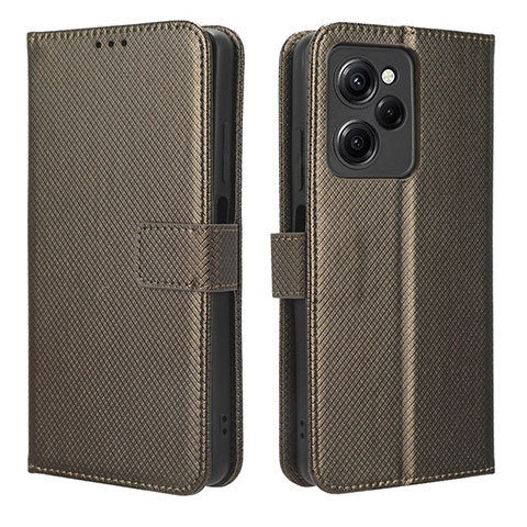 Custodia Portafoglio In Pelle Cover con Supporto BY1 per Xiaomi Redmi Note 12 Pro Speed 5G Marrone