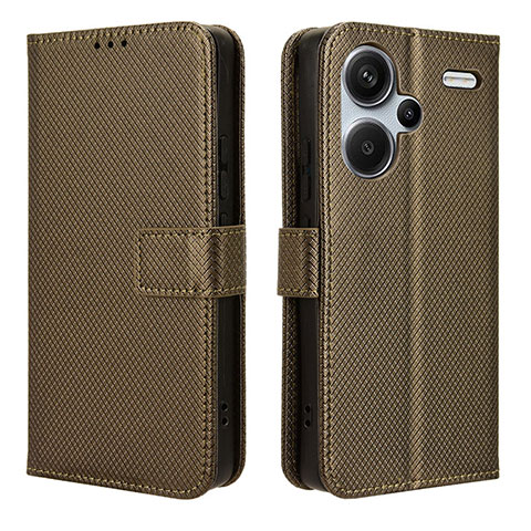 Custodia Portafoglio In Pelle Cover con Supporto BY1 per Xiaomi Redmi Note 13 Pro+ Plus 5G Marrone