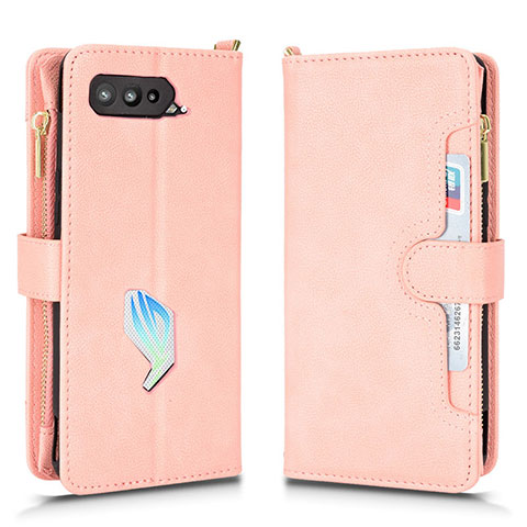 Custodia Portafoglio In Pelle Cover con Supporto BY2 per Asus ROG Phone 5 Pro Oro Rosa