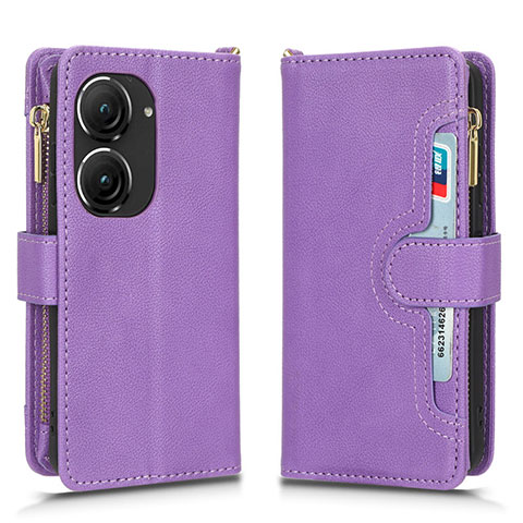 Custodia Portafoglio In Pelle Cover con Supporto BY2 per Asus ZenFone 10 Viola