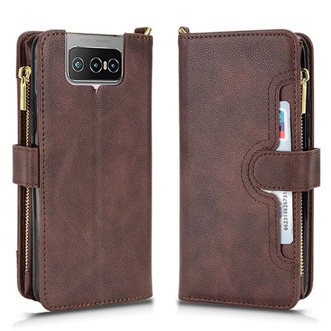 Custodia Portafoglio In Pelle Cover con Supporto BY2 per Asus Zenfone 7 Pro ZS671KS Marrone