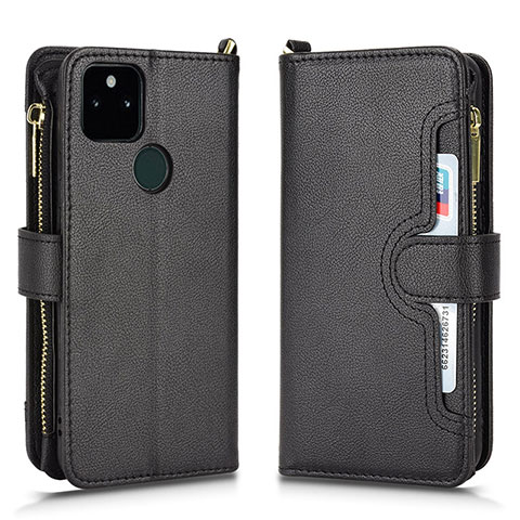 Custodia Portafoglio In Pelle Cover con Supporto BY2 per Google Pixel 5a 5G Nero