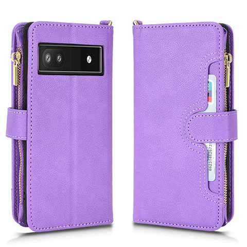 Custodia Portafoglio In Pelle Cover con Supporto BY2 per Google Pixel 6a 5G Viola