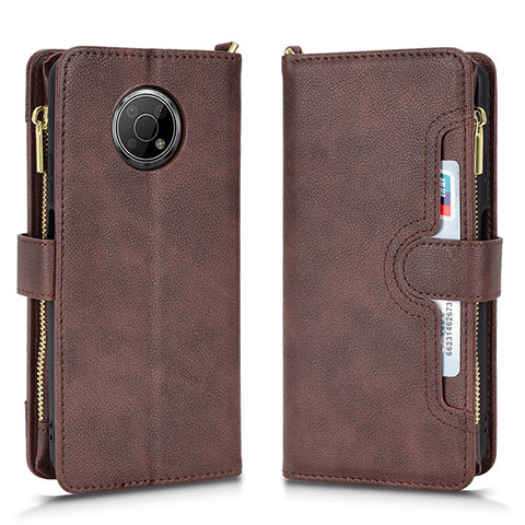 Custodia Portafoglio In Pelle Cover con Supporto BY2 per Nokia G300 5G Marrone