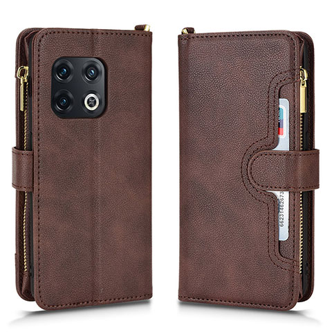 Custodia Portafoglio In Pelle Cover con Supporto BY2 per OnePlus 10 Pro 5G Marrone