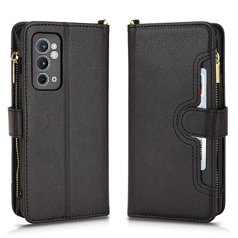 Custodia Portafoglio In Pelle Cover con Supporto BY2 per OnePlus 9R 5G Nero