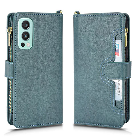 Custodia Portafoglio In Pelle Cover con Supporto BY2 per OnePlus Nord 2 5G Verde