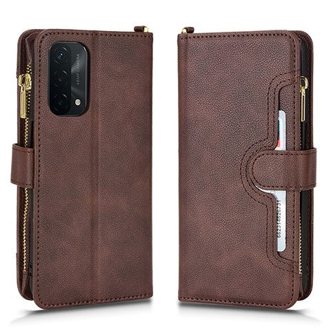 Custodia Portafoglio In Pelle Cover con Supporto BY2 per Oppo A74 5G Marrone