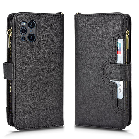 Custodia Portafoglio In Pelle Cover con Supporto BY2 per Oppo Find X3 5G Nero