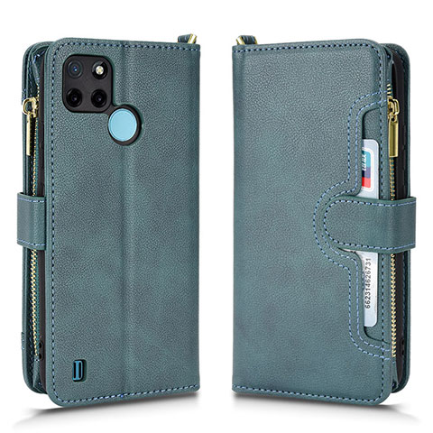 Custodia Portafoglio In Pelle Cover con Supporto BY2 per Realme C25Y India Verde