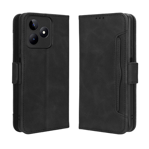 Custodia Portafoglio In Pelle Cover con Supporto BY2 per Realme C53 India Nero