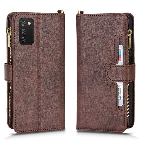 Custodia Portafoglio In Pelle Cover con Supporto BY2 per Samsung Galaxy A03s Marrone