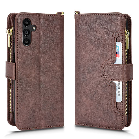 Custodia Portafoglio In Pelle Cover con Supporto BY2 per Samsung Galaxy A04s Marrone