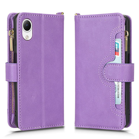 Custodia Portafoglio In Pelle Cover con Supporto BY2 per Samsung Galaxy A23 5G SC-56C Viola