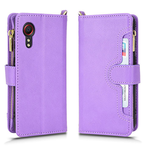 Custodia Portafoglio In Pelle Cover con Supporto BY2 per Samsung Galaxy XCover 5 SM-G525F Viola