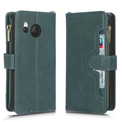 Custodia Portafoglio In Pelle Cover con Supporto BY2 per Sharp Aquos R8 Verde