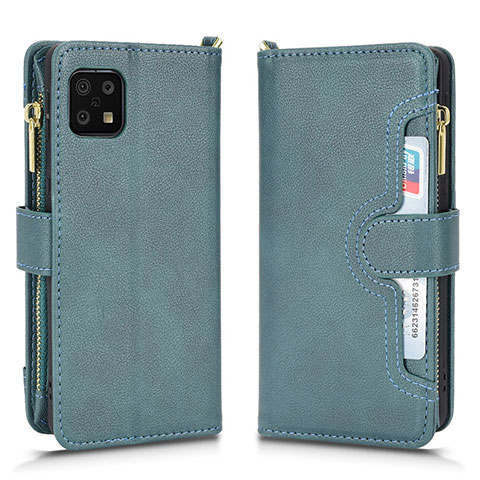 Custodia Portafoglio In Pelle Cover con Supporto BY2 per Sharp Aquos Sense6 Verde