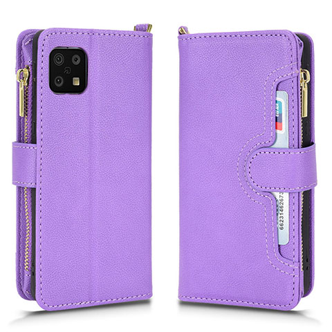 Custodia Portafoglio In Pelle Cover con Supporto BY2 per Sharp Aquos Sense6 Viola