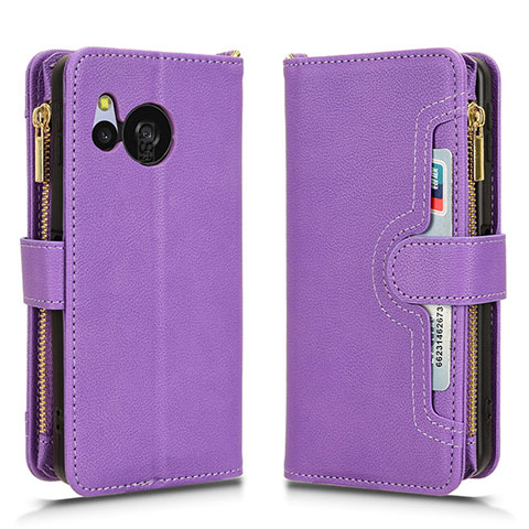 Custodia Portafoglio In Pelle Cover con Supporto BY2 per Sharp Aquos Sense8 Viola