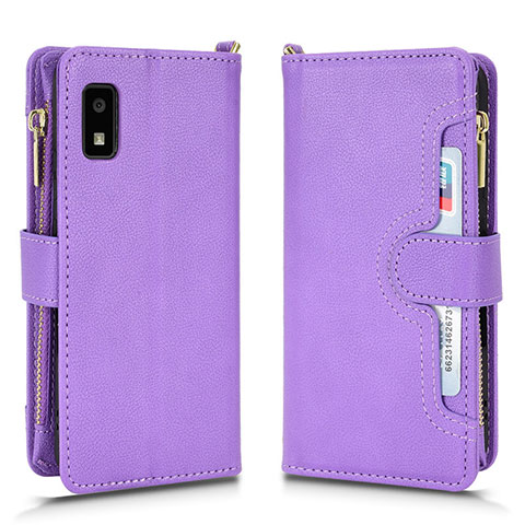 Custodia Portafoglio In Pelle Cover con Supporto BY2 per Sharp Aquos wish Viola