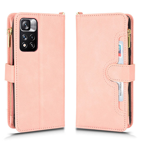 Custodia Portafoglio In Pelle Cover con Supporto BY2 per Xiaomi Poco X4 NFC Oro Rosa