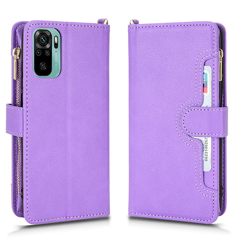 Custodia Portafoglio In Pelle Cover con Supporto BY2 per Xiaomi Redmi Note 10S 4G Viola