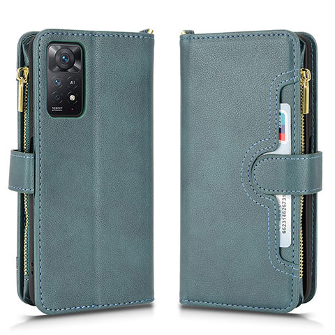 Custodia Portafoglio In Pelle Cover con Supporto BY2 per Xiaomi Redmi Note 11 Pro 4G Verde