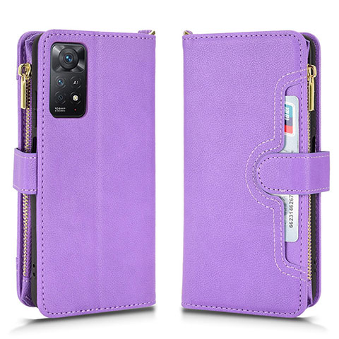 Custodia Portafoglio In Pelle Cover con Supporto BY2 per Xiaomi Redmi Note 11 Pro 4G Viola