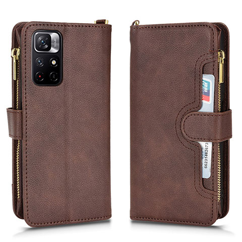 Custodia Portafoglio In Pelle Cover con Supporto BY2 per Xiaomi Redmi Note 11S 5G Marrone