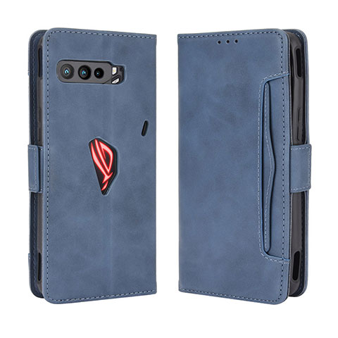 Custodia Portafoglio In Pelle Cover con Supporto BY3 per Asus ROG Phone 3 Strix ZS661KS Blu