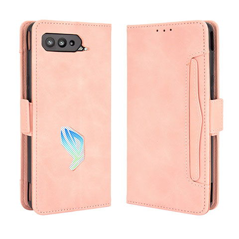 Custodia Portafoglio In Pelle Cover con Supporto BY3 per Asus ROG Phone 5 Pro Rosa